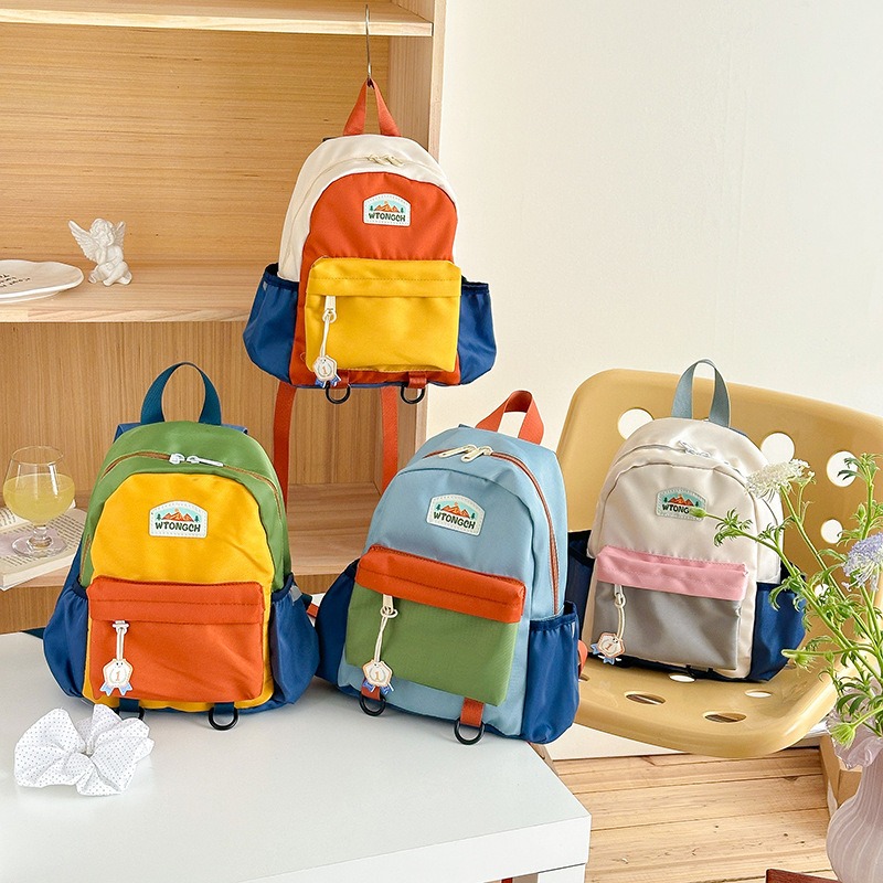New Color Blocked Children's B - Canvas Backpack Casual ulasan dan harga